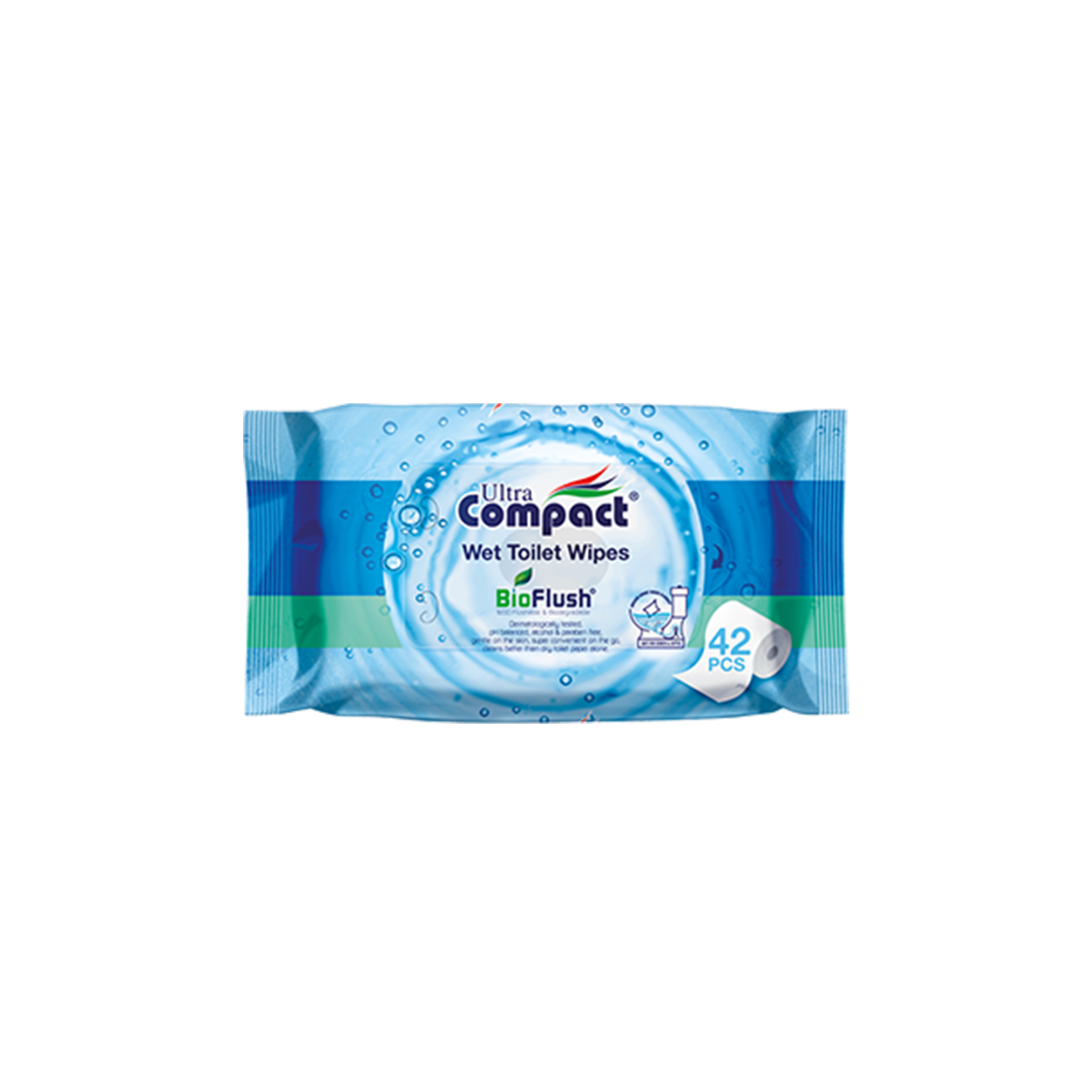 ULTRA COMPACT WET TOILET WIPES 42'S
